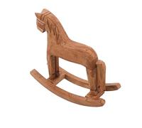 BESPORTBLE Estatua de Caballo balancín de Madera: Figura Decorativa de Caballo sin Pintar, Coleccionable, Adorno navideño para Mesa, Ideal para proyectos de Bricolaje, 18,5 x 16,5 x 6,6 cm