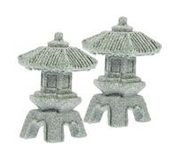 BESPORTBLE Estatua De Pagoda Mini De Piedra para Jardín, Decoración De Micro Paisajes y Acuarios, Set De 2 Piezas Pequeñas, Estilo Japonés para Exteriores y Bonsáis