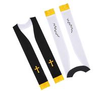 BESPORTBLE Estola Clerical Reversible para Pastor Boda y Ceremonia Chal Nupcial Bordado con Cruz Doble Cara en Negro y Blanco 2 Piezas con Borlas 190 CM Tela Suave Transpirable para