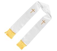 BESPORTBLE Estola Sacerdotal Bordada con Cruz y Borlas en Color Blanco Unisex 53 Pulgadas para Bodas y Ceremonias Religiosas, Chal de Pastor y Accesorio para Túnica Cristiana