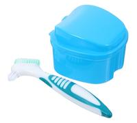 BESPORTBLE Estuche Color Aleatorio para Dentaduras Postizas de Plástico Azul con Cepillo de Limpieza y Filtro Evita la Contaminación Cruzada Adecuado para Camping y Viajes de
