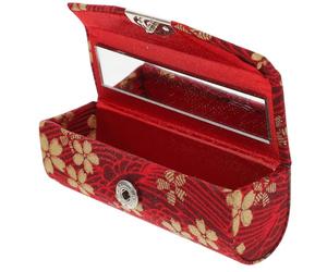 BESPORTBLE Estuche Japonés para Lápiz Labial Rojo Espejo, Portátil y Delicado, de Tela Elegante para Fiestas y Uso Diario, Protege y Organiza Tu Maquillaje
