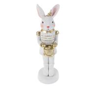 BESPORTBLE Figura de Cascanueces de Conejo de Pascua Dorado de Resina 17 Cm, Adorno de Mesa Decorativo para Primavera y Fiesta, Estatua Soldado Conejito para Colección y Centro de Mesa