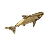 BESPORTBLE Figura Decorativa de Tiburón de Latón Envejecido Mini Escultura Artesanal para Escritorio Modelo Retro de Animal Metálico para Decoración de Oficina y Hogar