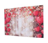 BESPORTBLE Fondo de Fotografía de San Valentín Rojo Patrón de Corazón Tablón de Madera para Estudio Fotográfico Decoración para Fiestas y Fondo de Pared para Fotos Tela Multifunción