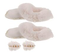 BESPORTBLE Forro para Zapatos de Invierno Desmontable con Peluche Grueso y Pompones Blancos Forro Cálido y Prueba de Viento para Botas Talla para Zapatillas y Botas de Casa Invierno