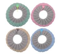 BESPORTBLE Funda de Asiento de Inodoro de Felpa de Punto 37X42 CM Cojín Térmico Lavable con Asa 4 Piezas Alfombrilla para Baño Doméstico Cojines Cómodos para Invierno Gris con Azul