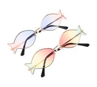 BESPORTBLE Gafas de Sol Hawaianas para Mujer 2 Piezas Montura Dorada y Lentes Poliédricas Rosa, Amarillo y Verde Azul y Rosa, Gafas Divertidas para Playa, Fiesta Luau y Piscina
