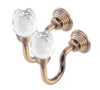 BESPORTBLE Gancho de Cristal Cabeza de Rosa para Cortinas, 1 Par, Acabado Pátina Verde, Aleación de Aluminio Resistente, Ganchos Decorativos para Paredes, Adecuado para Cortinas y Ropa