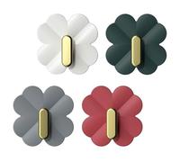 BESPORTBLE Ganchos Adhesivos de Pared Diseño de Trébol de Cuatro Hojas, 4 Piezas de Colores Surtidos, Perchas Decorativas para Llaves, Mochilas y Organización Hogar