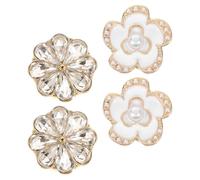 BESPORTBLE Gemelos de Flores Incrustación de Gemas de Imitación 4 Piezas Base Dorada Botones Decorativos para Camisa Adornos para Puños Elegantes para Negocios y Bodas