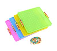 BESPORTBLE Geoplanos de Plástico Doble Cara con 4 Tableros de 14 y 16 Cm, 20 Bandas Elásticas Coloridas, Herramientas de Aprendizaje Geométrico, Rompecabezas Educativo Stem para Aula