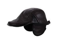 BESPORTBLE Gorro Cálido Hacia Adelante De Color Bloques Con Orejeras Para Hombres Mayores Gorro De Invierno Funcional De Cuero Pu Imitación Vintage Para Diario