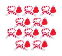 BESPORTBLE Gorros y Bufandas Pequeñas de Punto para Botellas de Vino, 10 Juegos Pompones Plateados, Decoración DIY para Eventos Navideños y Reuniones Familiares
