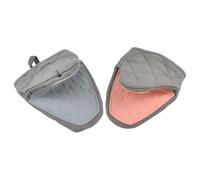 BESPORTBLE Guantes de Silicona para Horno 2 Piezas con Relleno de Algodón Grueso Pinzas Anti-Quemaduras Resistentes al Calor Diseño Pez Colores Gris y Rosa Aptos para Microondas y