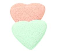 BESPORTBLE Guantes Limpiadores Faciales de 2 Piezas Colores Corazón Naranja y Verde Esponjas Exfoliantes Suaves sin Necesidad de Productos Limpieza Diaria Cuidado Piel Sensible