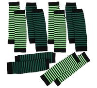 BESPORTBLE Guantes sin Dedos Largos para Mujer 6 Pares de Mitones a Rayas en Verde Fluorescente y Negro de Punto Ligero y Transpirable Ideales para Conducir y Actividades al Aire Libre