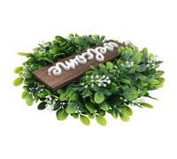 BESPORTBLE Guirnalda de Bienvenida para Puerta Hojas Artificiales de Eucalipto en Verde, Adorno Colgante para Pared y Puerta, Adecuado para Fiestas y Temporada Alegre