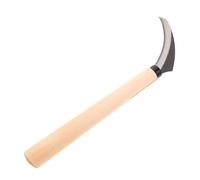 BESPORTBLE Hoz Dentada de Acero para Desherbar Césped, Herramienta Manual Multiusos con Mango de Madera, Tamaño Mediano para Jardín y Corte de Maleza, Cortador Portátil para Jardinería