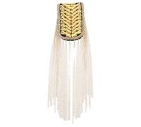 BESPORTBLE Insignia de Hombro Vintage Borlas y Cuentas de Cristal Dorada, Accesorio para Traje de Hombre, Alfiler de Solapa Manual para Eventos Formales y Negocios