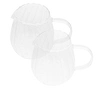 BESPORTBLE Jarra de Crema de Vidrio 2 Piezas Pequeña con Diseño de Rayas para Leche, Café, Té y Jugos, Dispensador Delicado para Bebidas en Hogar y Cocina