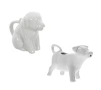 BESPORTBLE Jarras de Cerámica Forma de Animales, Mini Lecheras Asa, Set de 2 Unidades (40 Ml Cada Una), Diseño Decorativo en Color Claro, para Crema, Jarabe y Salsa en Cocina y Comedor