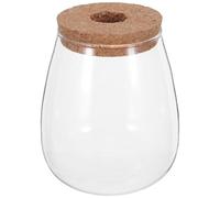 BESPORTBLE Jarrón Hidropónico de Cristal Grande con Tapón Perforado y Base de Corcho para Propagación de Plantas, Recipiente de Vidrio Decorativo para Cultivo en Agua en Interiores, Adecuado