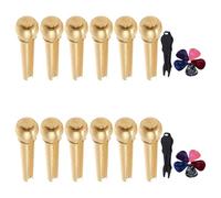 BESPORTBLE Juego 2 Sets Clavijas de Cobre para Guitarra Acústica 6 Pasadores de Puente 5 Púas y 2 Extractores Kit de Repuesto para Cuerdas Guitarra Acústica Reparación y Mantenimiento