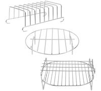 BESPORTBLE Juego 3 Piezas Accesorio para Freidora de Aire 20 Cm Acero Inoxidable Parrilla de Barbacoa, Rejilla Vapor y Soporte Tostadas, Estante de Vapor Versátil para Cocina Doméstica