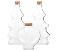 BESPORTBLE Juego de 3 Botellas Decorativas para Ceremonia de Arena de Boda, Botellas de Vidrio Transparentes Tapón de Corcho, Set de Recipientes para Deseos, Obsequio para Matrimonio,