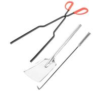 BESPORTBLE Juego de 3 Piezas de Herramientas para Chimenea de Hierro Fundido Grueso Pala Pequeña para Cenizas de Carbón Tenazas y Atizador Mango Largo Multiusos para Estufa y Hogar