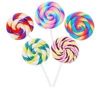 BESPORTBLE Juego de 5 bonitos piruletas gigantes de arcilla blanda, decoración colorida para teléfono móvil, llaves y accesorios infantiles (8 cm), para niños, paquete grande, gigante lolli