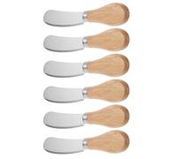 BESPORTBLE Juego de 6 Piezas de Untadores de Queso Rectos de Acero Inoxidable con Mango de Madera, Cortadores para Mantequilla y Crema, Utensilios Ligeros para Servir en Fiestas y Cocina