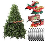 BESPORTBLE Juego de tren de árbol de Navidad con pista eléctrica colgante | Luces y sonido, pantalla dual alrededor o debajo, se adapta a baúles de más de 3,5 cm, decoración festiva del hogar y regalo