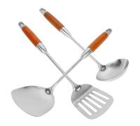 BESPORTBLE Juego de Utensilios de Cocina Acero Inoxidable Mango de Madera de Palo de Rosa Antideslizante Incluye Espátula Cuchara Coladora y Pala Ranurada Adecuado para Cocinar y Servir