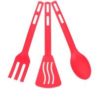 BESPORTBLE Juego de Utensilios de Cocina Resistentes al Calor Espátula y Cuchara de Silicona Roja Set de 3 Piezas para Uso Doméstico y Preparación de Alimentos
