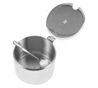 BESPORTBLE Juegos de Recipientes para Especias de Acero Inoxidable 8.5 Cm con Cuchara, Azucarero y Salero Multifuncional para Cocina, Tarro Redondo Compacto para Almacenamiento de