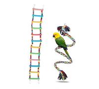BESPORTBLE Juguete De Escalera y Puente Arcoíris para Loros 12 Escalones De Madera Accesorios para Jaulas Percha De Pie De Algodón