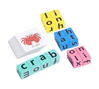 BESPORTBLE Juguete Educativo de Bloques de con Tarjetas de Palabras para Cognitivo de Ortografía para Preescolares Didáctico para Aprender Palabras y Coordinación Mano