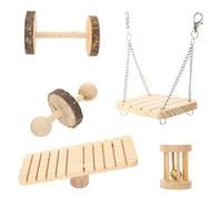 BESPORTBLE Juguetes para Hámster Juego de Madera Accesorios para Jaulas de Conejillos de Indias Juguetes Naturales Y Seguros para Masticar para El Juego Y La Salud de Las Mascotas