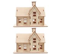 BESPORTBLE Kit de 2 Rompecabezas de Casa de Madera DIY Modelo Villa Vintage 3D sin Pintar Madera Natural Manualidades Creativas Adultos Decoración Rústica para Hogar y Oficina