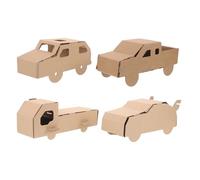 BESPORTBLE Kit de 4 Coches de Cartón para Armar en Casa para Niños - Juego de Construcción de Vehículos con Rompecabezas - Creaciones de Cartón 3d: Convierte Residuos en para Un Aprendizaje