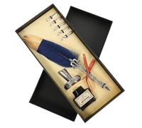 BESPORTBLE Kit de Pluma y Tinta, Pluma Estilográfica Vintage, Azul Marino, de Acero, para Practicar Caligrafía y Escritura