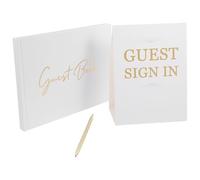 BESPORTBLE Libro de Firmas para Boda y Dorado, Cuaderno de Visitas Portátil de Papel Reutilizable, Registro de Invitados para Eventos y Recuerdos Obsequios, 1 Juego Elegante y Clásico