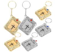 BESPORTBLE Llavero Biblia 6 Unidades Pequeño Metálico Dorado y Plateado, Colgante Hueco Mini Libro, Accesorios Vintage para Mujer, Obsequio Religioso Adecuado para Bautizo y Comunión