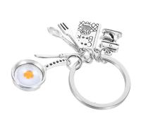 BESPORTBLE Llavero Creativo de Huevo Frito en Aleación de Zinc Diseño Realista y Tamaño Miniatura, Adecuado para Uso Diario y Aficionados la Cocina