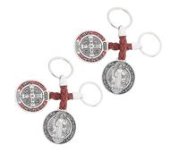 BESPORTBLE Llavero Cristiano de Metal Cruz de San Benito 4 Piezas (2 Rojo 2 Negro) para Bolso, Mochila y Cartera, Colgante Religioso Católico, Accesorio Ligero y Resistente