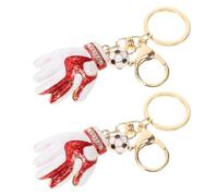 BESPORTBLE Llavero Deportivo de Aleación de Zinc 2 Piezas Colgante Rojo de Fútbol y Guante de Béisbol Accesorio para Mochila y Bolso Adecuado para Aficionados y Eventos Deportivos