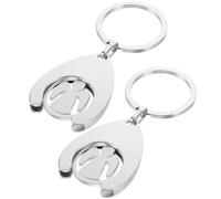 BESPORTBLE Llavero Ficha Diseño Ligero y Práctico 2 Piezas, Resistente al Óxido y No se Deforma, Color Plata, para Carrito Compra de Aleación de Zinc