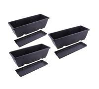 BESPORTBLE Macetas de Plástico Rectangulares 3 Piezas para Jardinería Suculentas y Vegetales Color Gris Oscuro Base de Drenaje Tamaño Extra Grande 50X19X15,8 Cm